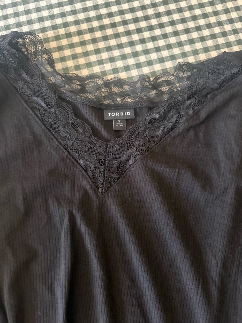 torrid Black Ribbed Lace-Trim V-Neck Camisole